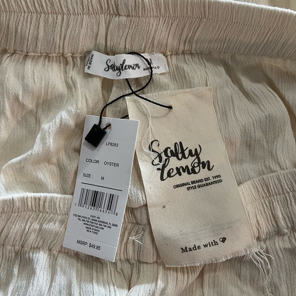 NWT Salty Lemon Gauzy Side Button Beach Pants - Oyster - Picture 10 of 10